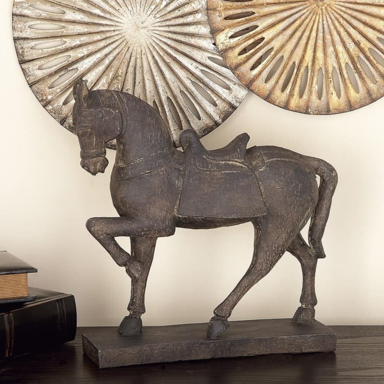 Traditional Resin Prancing Horse Sculpture